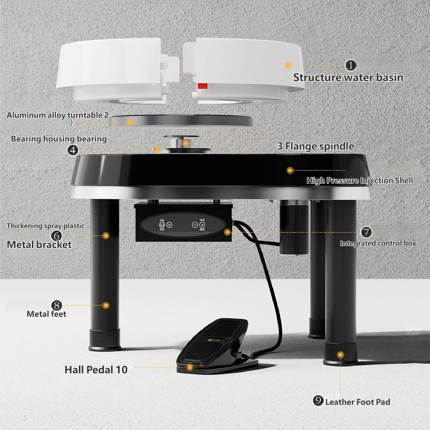 Acivirdde Tornio elettrico da vasaio da 32 cm con pedale e display LCD, 320 giriminuto, per adulti e principianti.