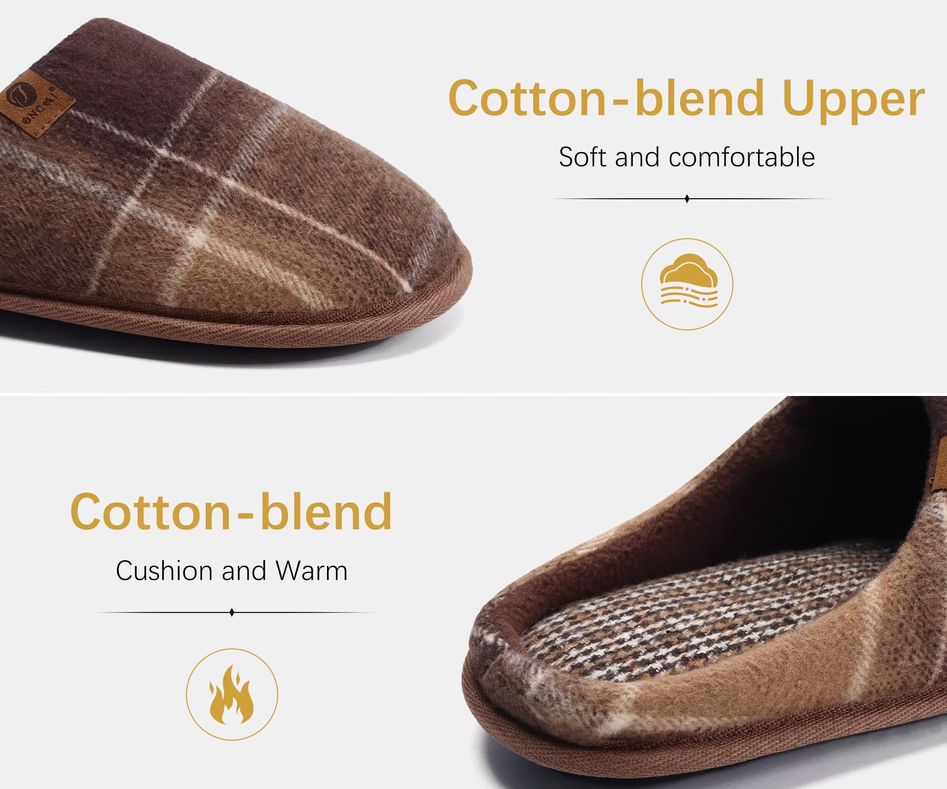 ONCAI Pantofole da Uomo Invernali, Comoda Memory Foam Calde Scarpe da Casa in Lana Con Suola Antiscivolo Taglia 40-49 EU