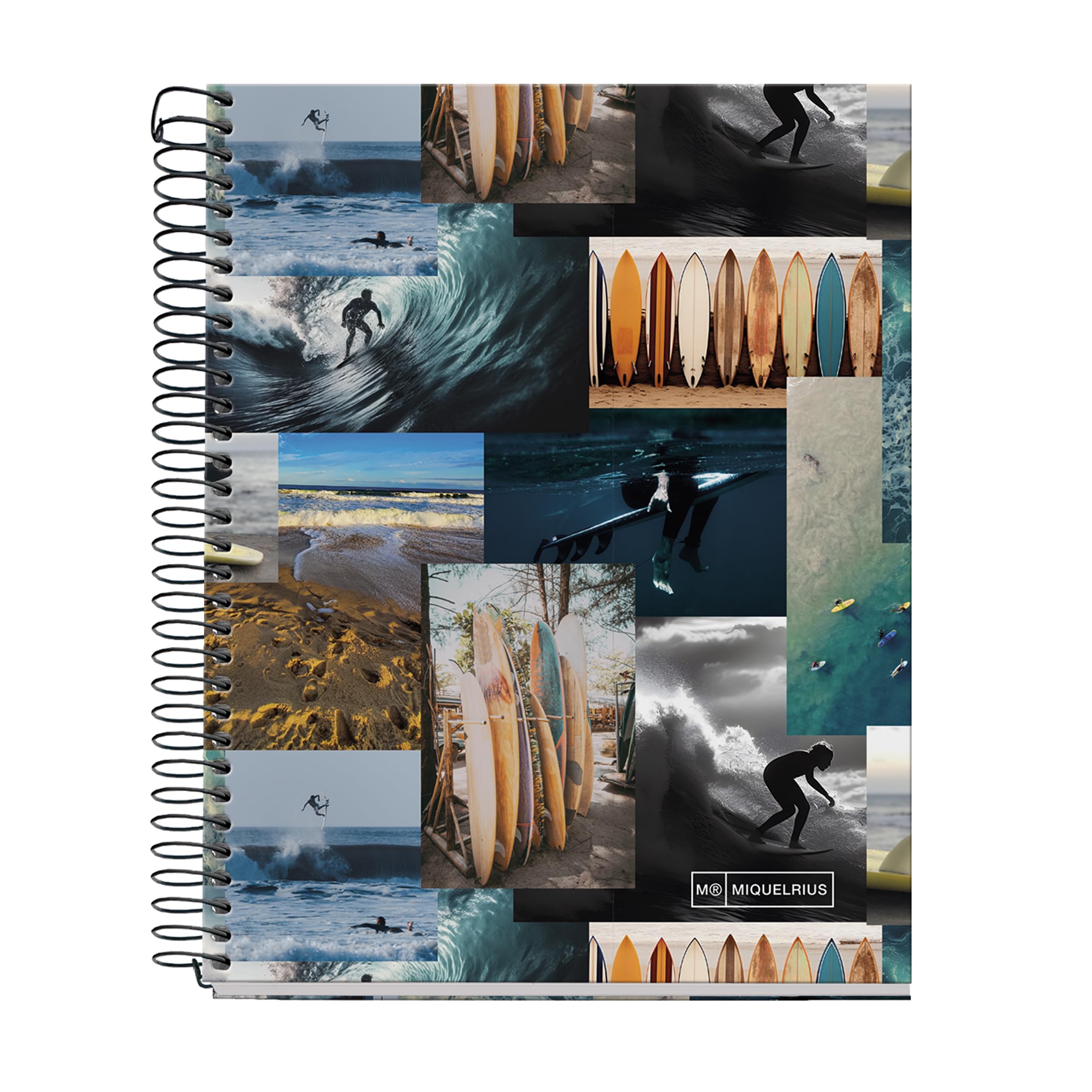 Miquelrius - A5 notebook, 5 mm grid, hardcover notebook, A5 notebook with 120 micro-perforated sheets, A5 notebook with 4 colours to organize, Extra Opaque paper 70 g/m², 2 holes for filing
