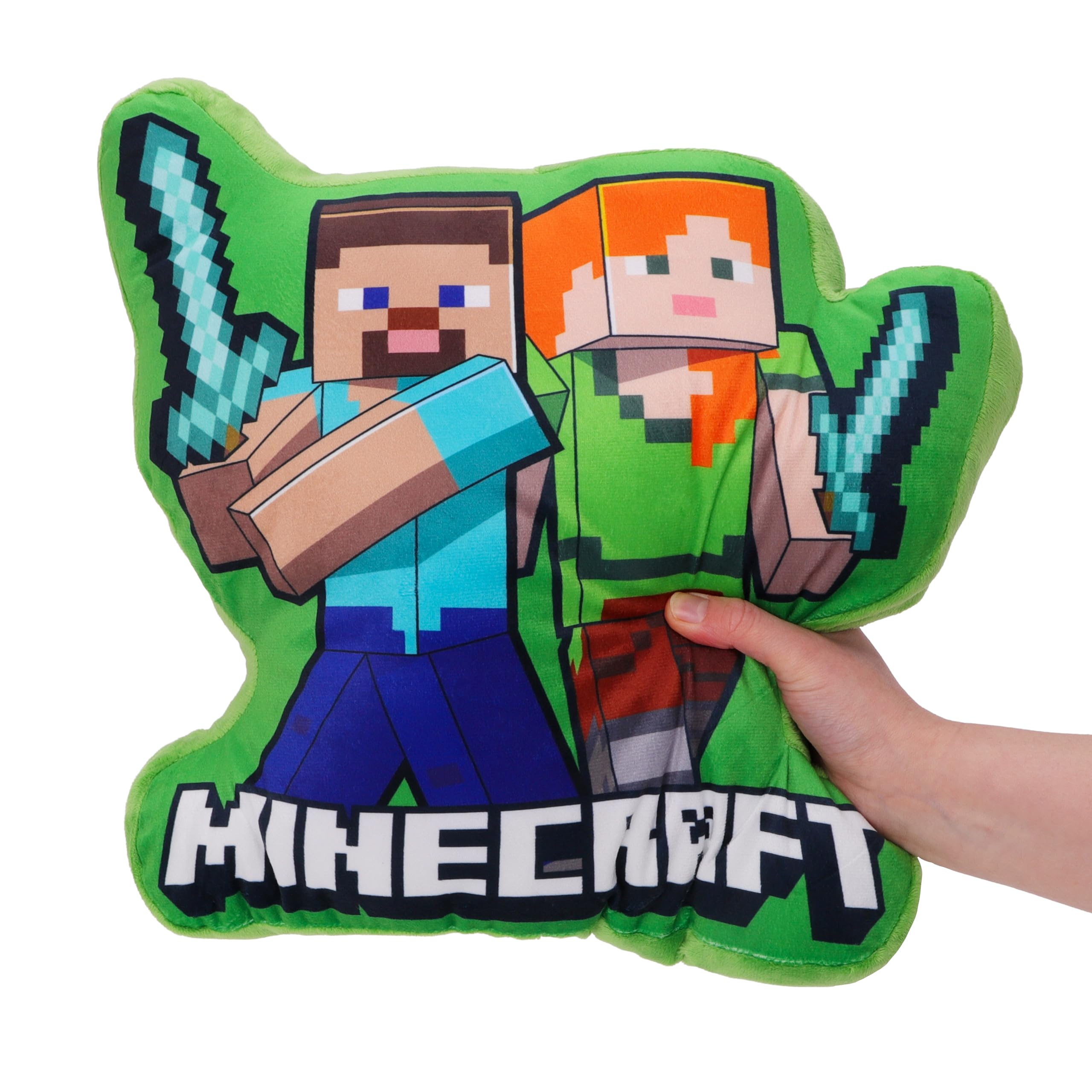 Toyland® 34 cm (13”) Minecraft Verde Cuscino in peluche - Super morbido, decorativo, carino, cuscino da coccolare per bambini - Accessorio per camera da letto, divano e ufficio