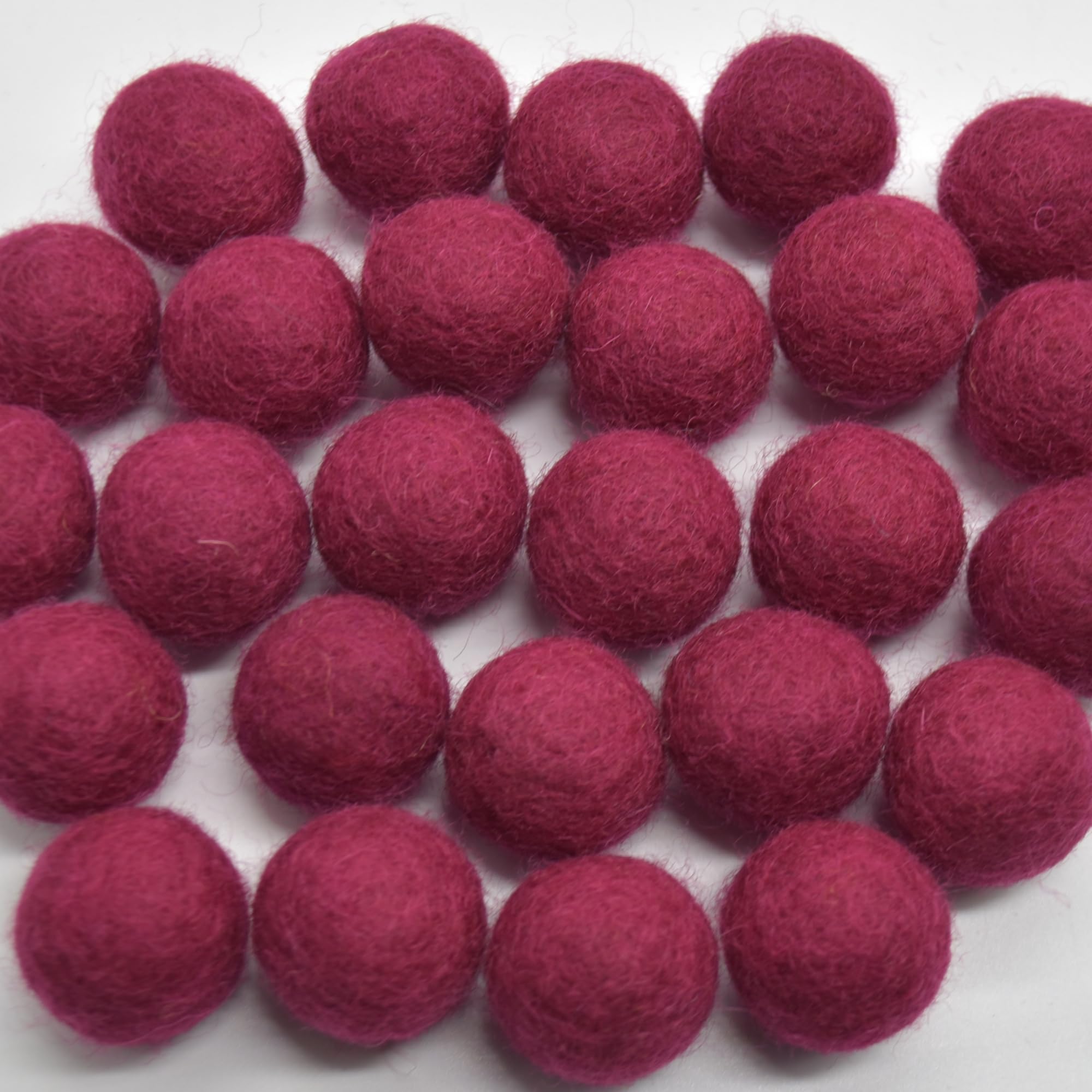 100% Wool Felt Balls 2cm - 100 Count - Rosewood Red