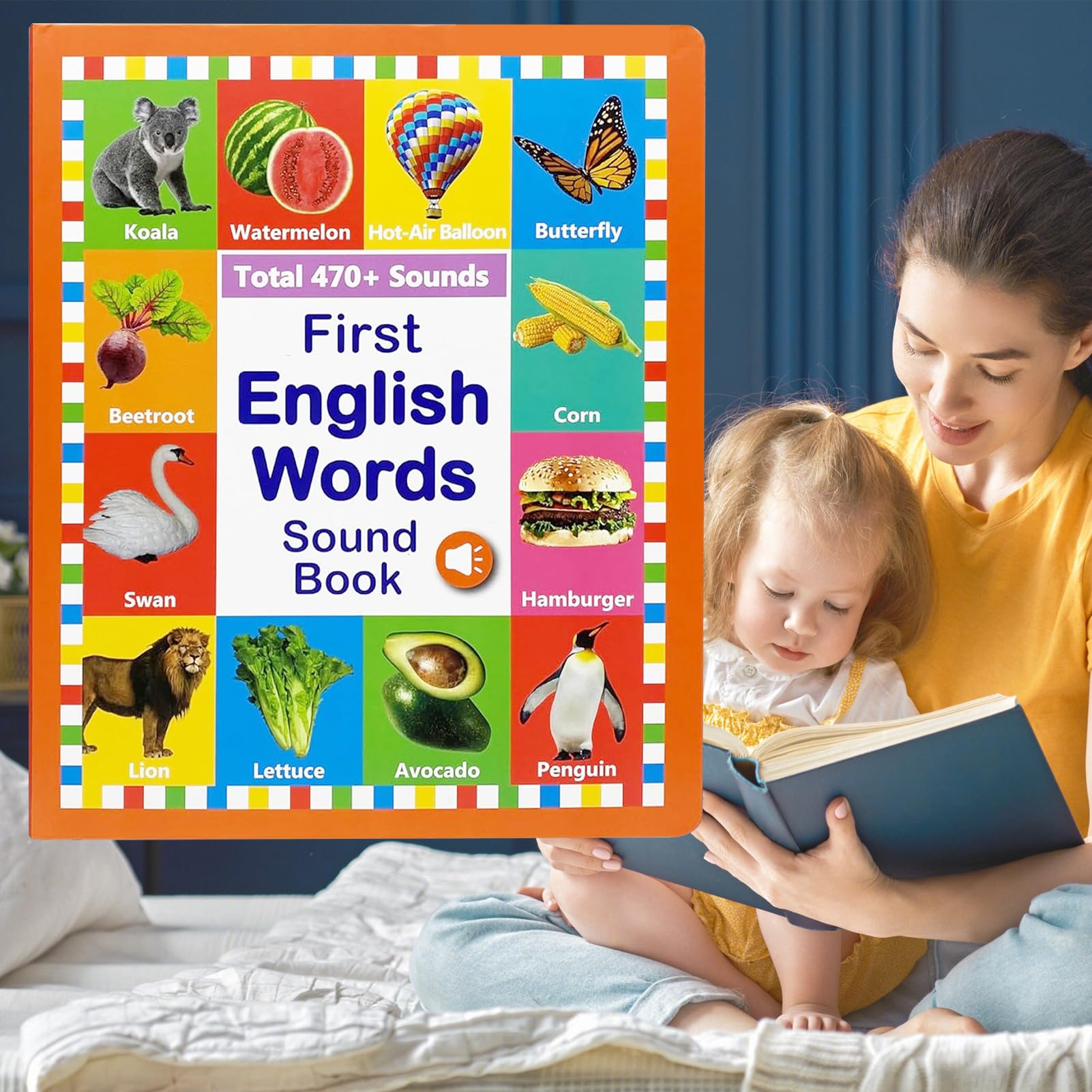Libro Interactivo de Palabras en Inglés con Sonido - Libro de Palabras en Inglés con Sonido para Niños,Herramienta Educativa Interactiva para Niños de 2 a 6 Años Niñas y Niños