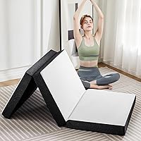 OLIXIS Tri-Fold 3-Inch Memory Foam Mattress Single Size - Portable Foldable Floor Bed for Camping, Travel, Yoga - CertiPUR-US Certified Washable Cover