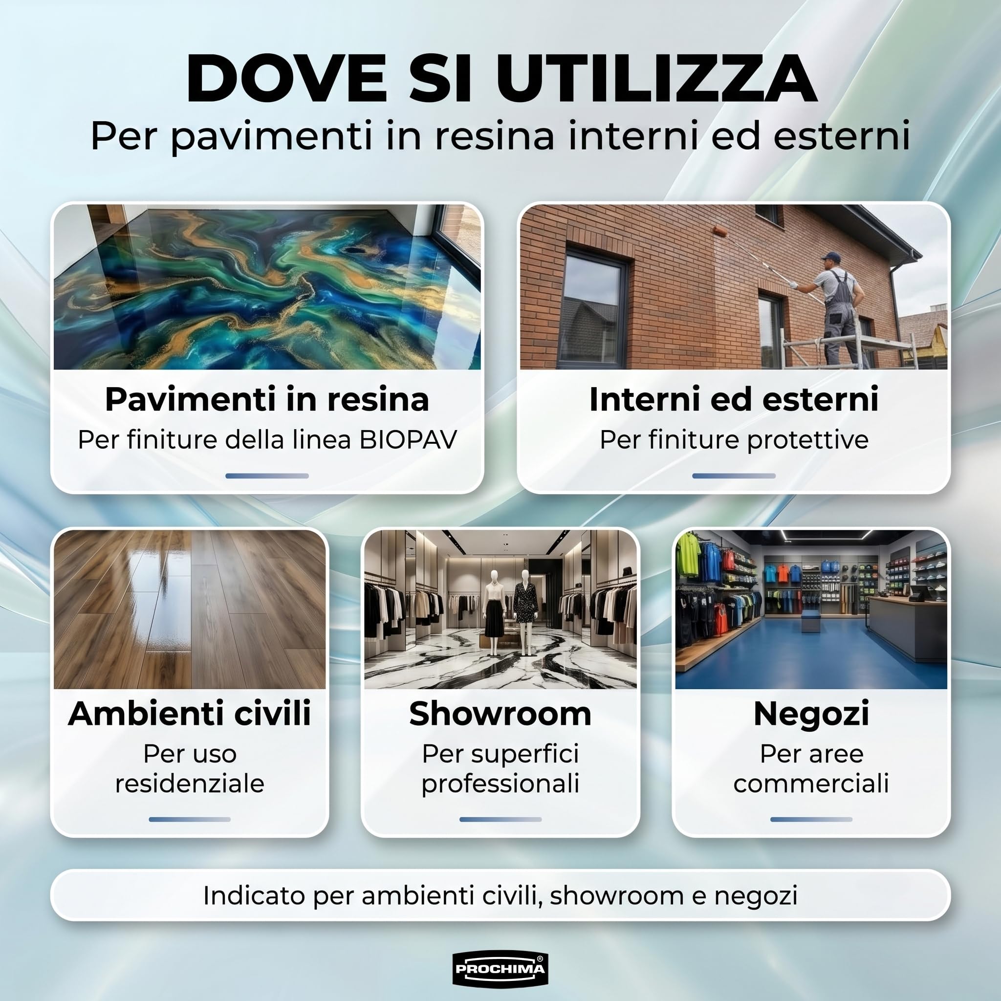 PROCHIMA - FINISH 1K Opaco, Trasparente, Formato da 1 Kg, Finitura Acrilica all’Acqua VOC Zero, Protezione Pavimenti in Resina, Ideale per Interni ed Esterni Civili e Commerciali