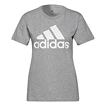 adidas Donna Essentials Logo Tee, Medium Grey Heather, White, XS
