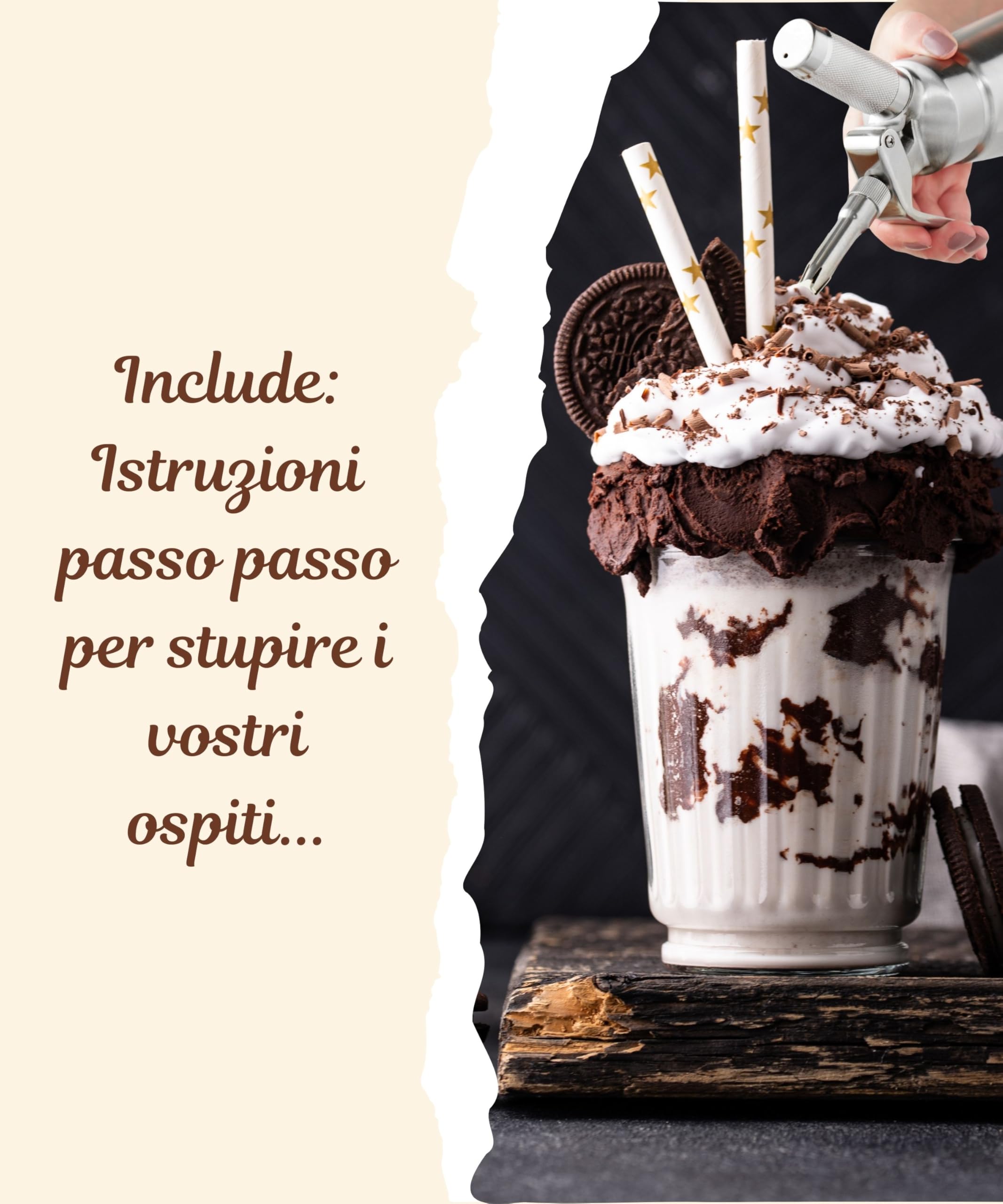 RuneSol Sifone da Cucina Acciaio Inox 500ml, Sifone Panna Montata con 3 Ugelli per Decorazione Torte di Compleanno Pasticceria, Sifoni Pasticceria, Sifone da Professionale per Regalo di Pasqua