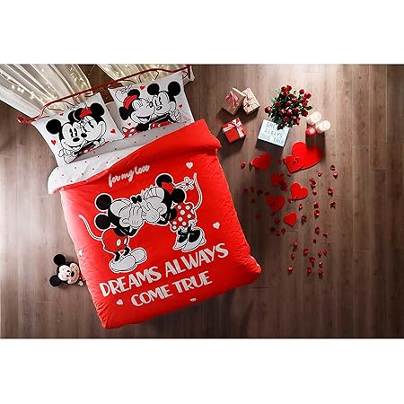 Tac Disney Minnie Mickey Dreams Valentines Day Duvet Cover Set Double Queen Size 4 Pieces 100 Cotton Duvet Cover Sets Toys Games Thegreenwoof Com