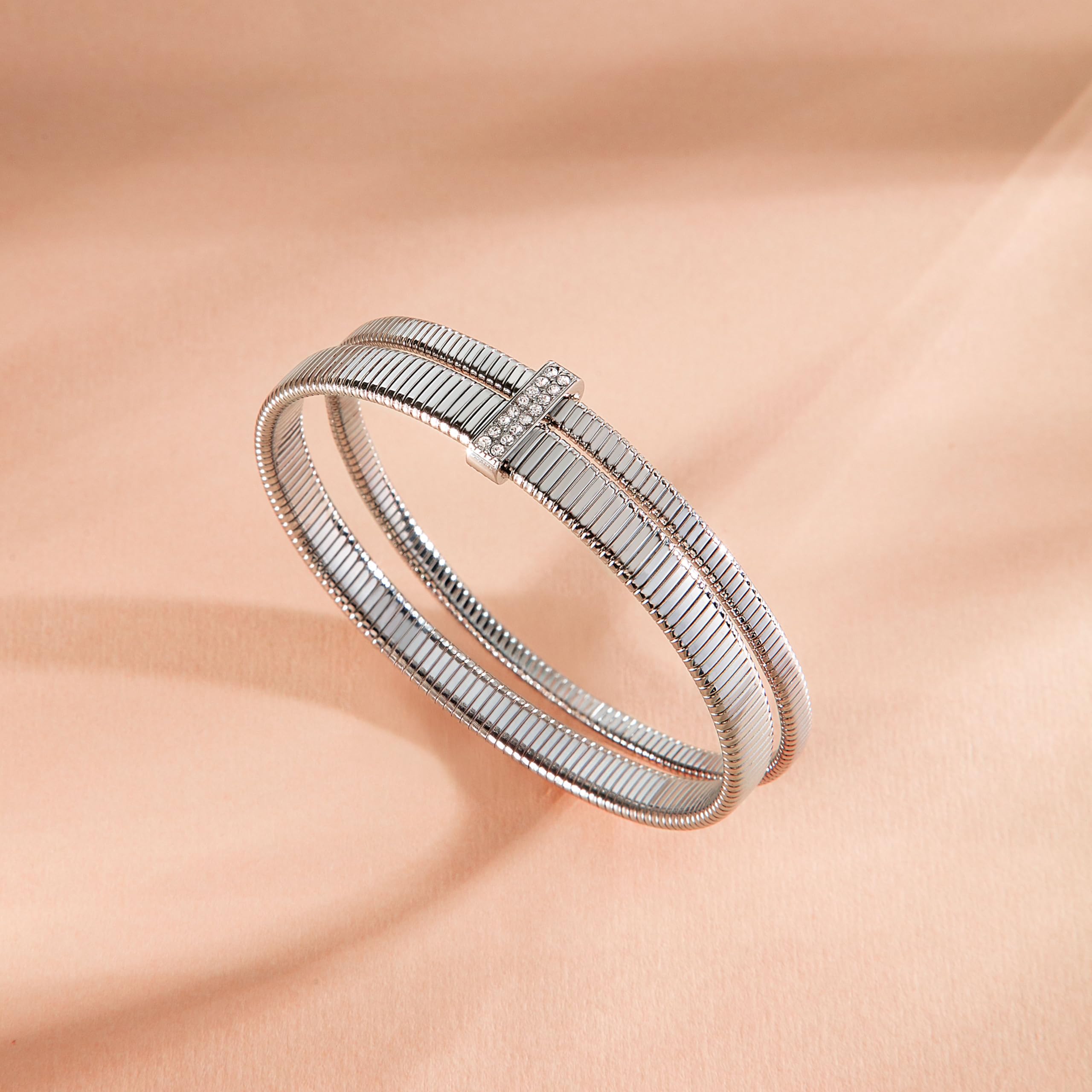 Morellato Bracciale Donna in Acciaio, Cristalli, Collezione ONDA, Bangle