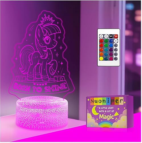 Luz nocturna de unicornio, bonita luz nocturna para niños, lámpara de unicornio de 16 colores con control remoto, atenuación, regalos para niños