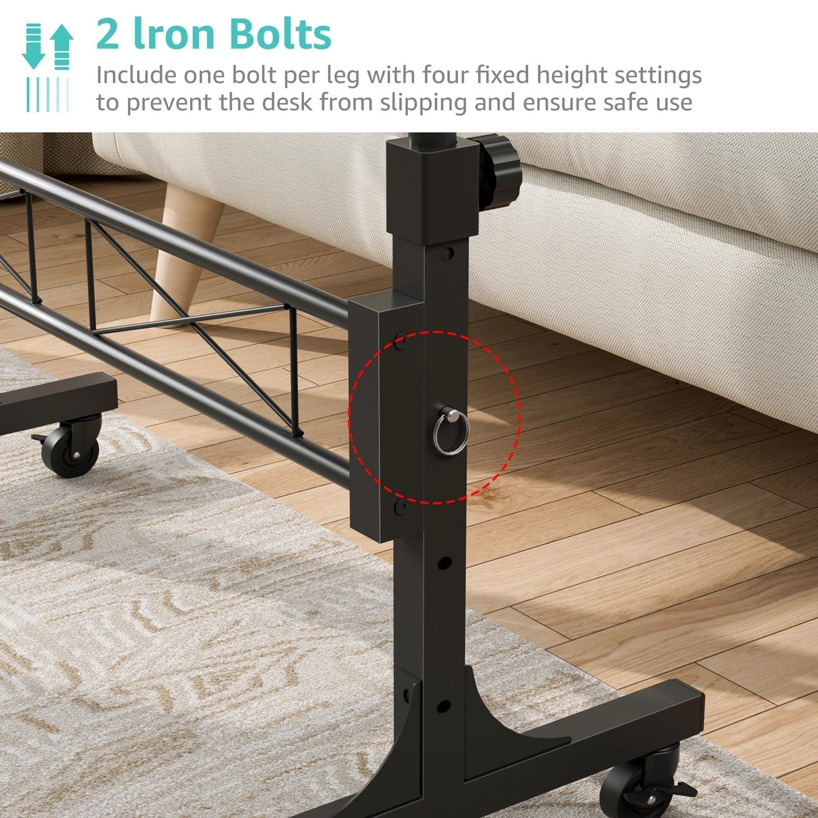 Small Portable Rolling Standing Desk - 32 Inch Adjustable Height Mobile Stand Up Desks with Wheels for Treadmill — view 8