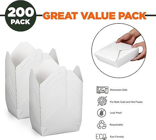 Miniatura 21 de Fit Meal Prep Paquete de 50 recipientes de papel para llevar de 48 onzas, 6.8 x 5.5 x 2.5 pulgadas, cajas blancas de comida para almuerzo #8