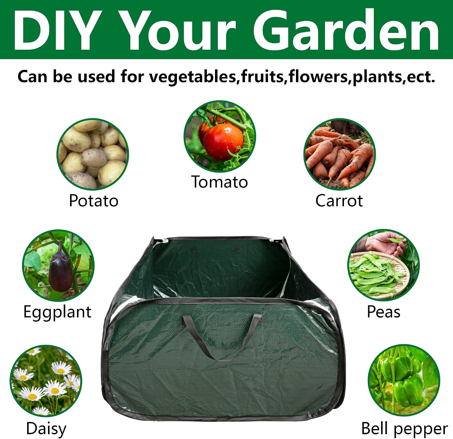 EBaokuup 47 x 24 x 12 Inch PE Pop-up Rectangular Planting Bag, Wire Support Rectangle Plant Growing Bag, UV Protected Rectangular Planter Bed for Garden Vegetable Flowers Fruit