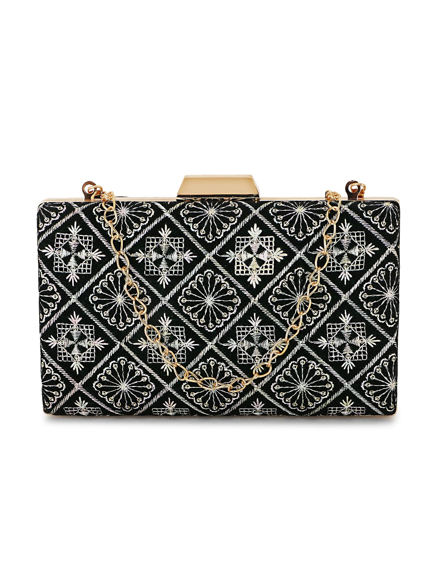 Anekaant Hue Black & Multi Geometric Embroidered Velvet Clutch (B0BZVP7D9W) Amazon Price History, Amazon Price Tracker
