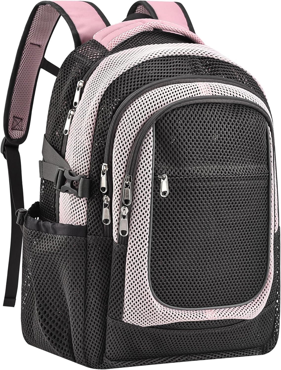 Mesh Backpack Heavy Duty, See Through Backpack for School, Semi-transparent Net Bookbag Color-block Mesh Bookbag With Padded Shoulder Straps for Beach, Swimming, Sports, Work, Travel, Forest Green