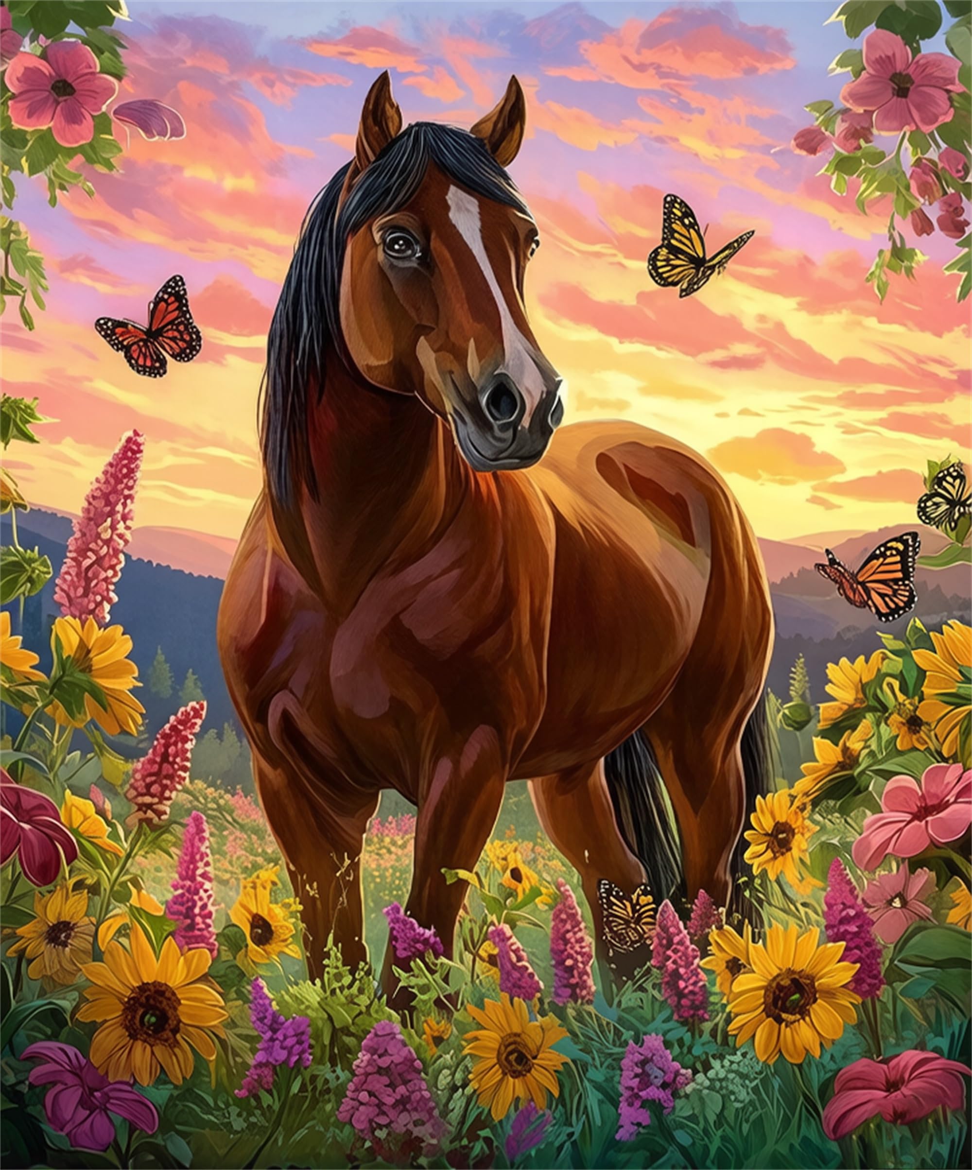 Xiangxujia Horse Diy Paint By Number For Adults,Frameless Painting Kits For Adult,Flowers Color By Numbers,Frameless Paint By Number Canvas Crafts Watercolor For Beginner Room Decor