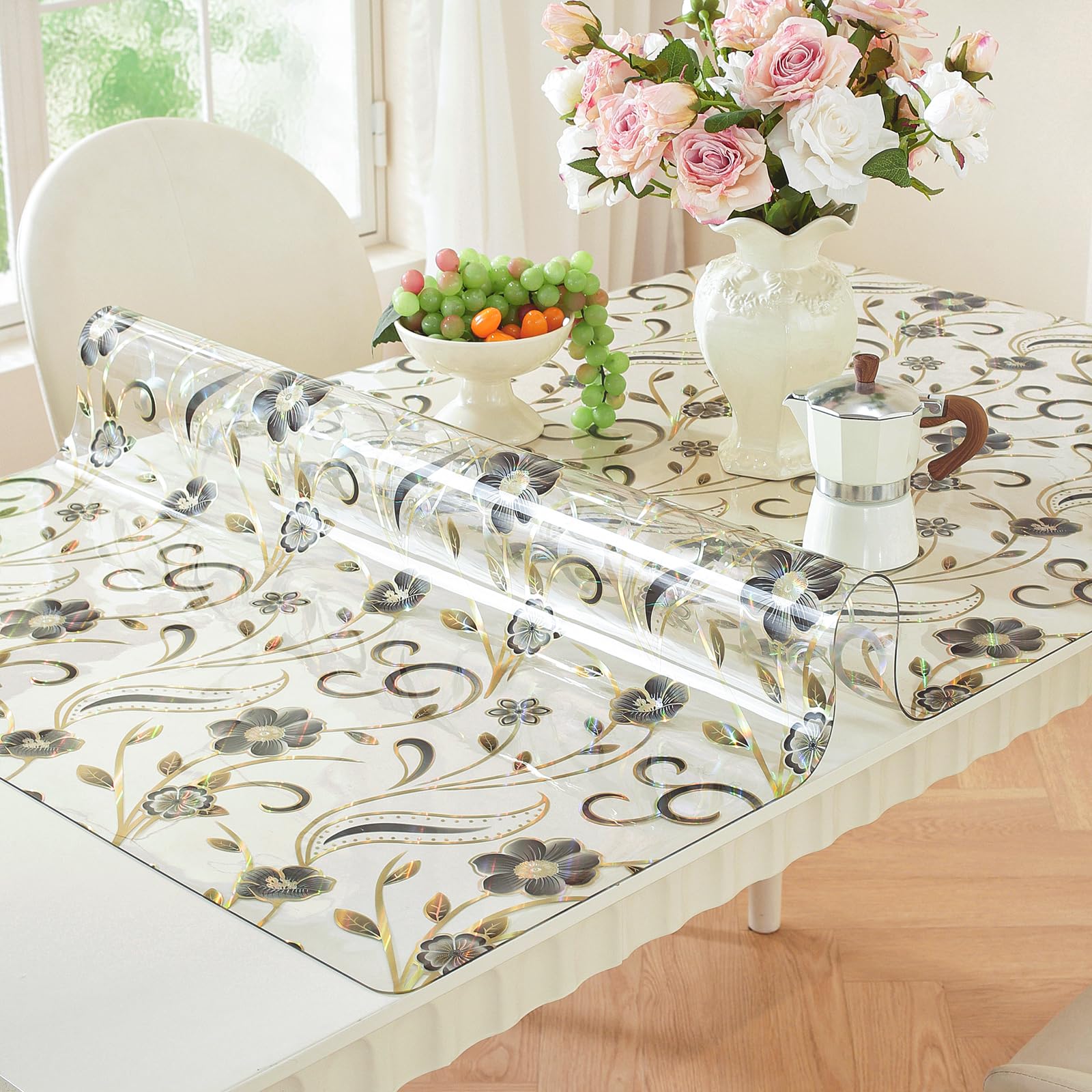 LovePads Floral Table Cover Protector 42 x 84 Inch, 1.5mm Thick Desk Mat