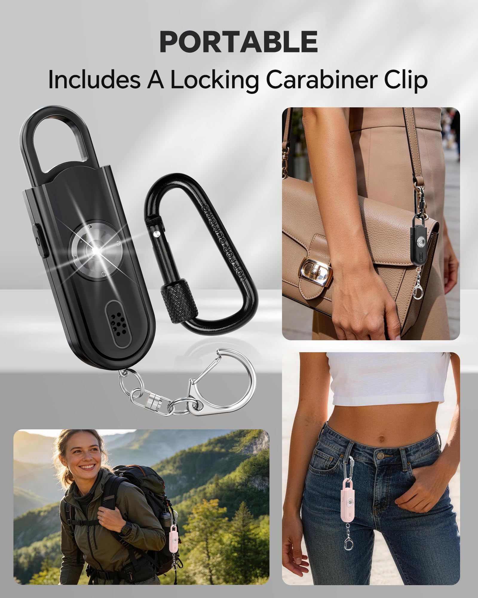 Safe Sound - Confezione da 2 allarmi personali da 130 dB, con sirena di emergenza, portachiavi con luce LED stroboscopica, sirena di sicurezza sonora personale, per donne, uomini, bambini, anziani