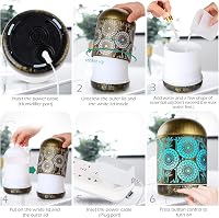 GeeRic Aroma Diffúzor 300ml - Ultrahangos Fém Párásító, 7 Színű LED, 4 Időzítő, Illóolaj Párologtató Otthonra, Irodába, Gyerekszobába - Bron 6