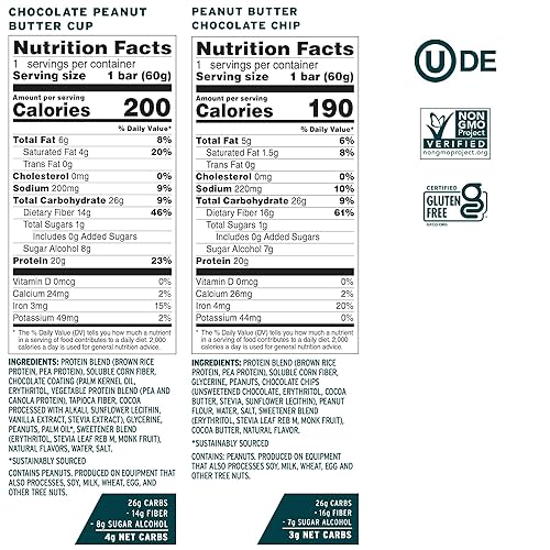 Vista 7 de No Cow - Barras de proteína recubiertas, 20 gr de proteína vegetal, bajas en azúcar, carbohidratos y calorías, sin gluten, lácteos ni OGM