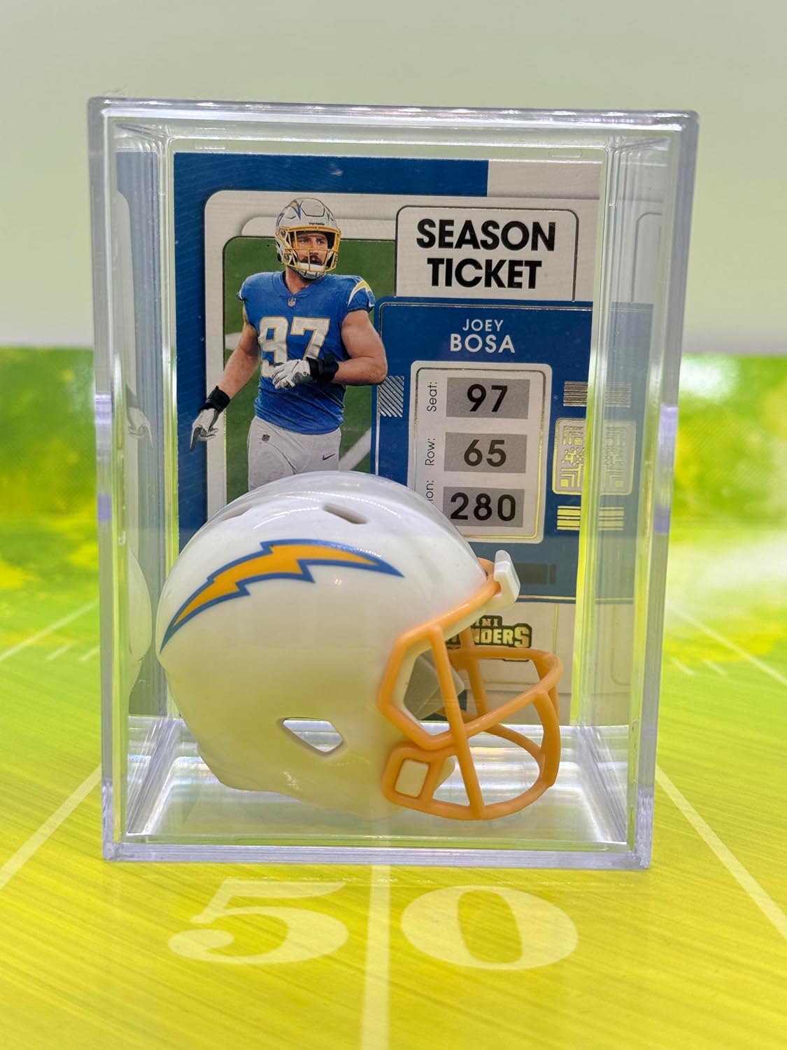 Los Angeles LA Chargers NFL Helmet Shadowbox w/Joey Bosa card