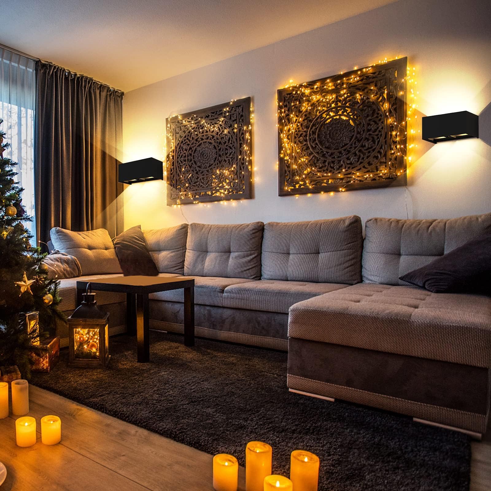 36 W wandlamp voor binnen en buiten, warm wit, 3000 K, waterdicht, IP65, verstelbare stralingshoek, led, zwart, moderne wandlamp