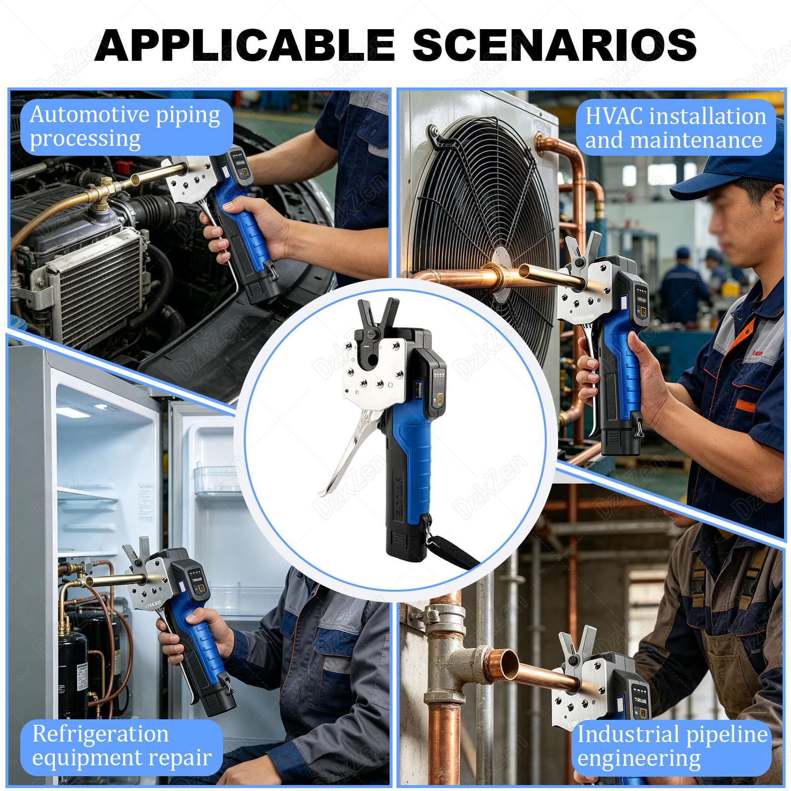Herramienta De ExpansióN EléCtrica, Kit De Abocardado De Tubos, Abocardador Aire Acondicionado, Alimentado por BateríA De Litio, para Abocardar Tubos De Cobre Y Aluminio 5Chucks