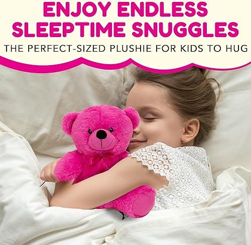 Miniatura 6 de Grandma Smiley's Plush Best Friends - Oso de peluche de color rosa intenso, 9 pulgadas, hipoalergénicos, pequeños osos de peluche para Navidad, baby