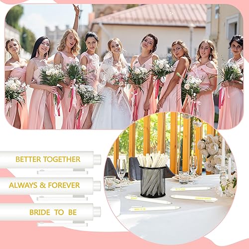 Miniatura 2 de Harloon 60 bolígrafos de despedida de soltera, bolígrafos de boda para libro de visitas, tinta negra, blanca, retráctil, tinta de gel para