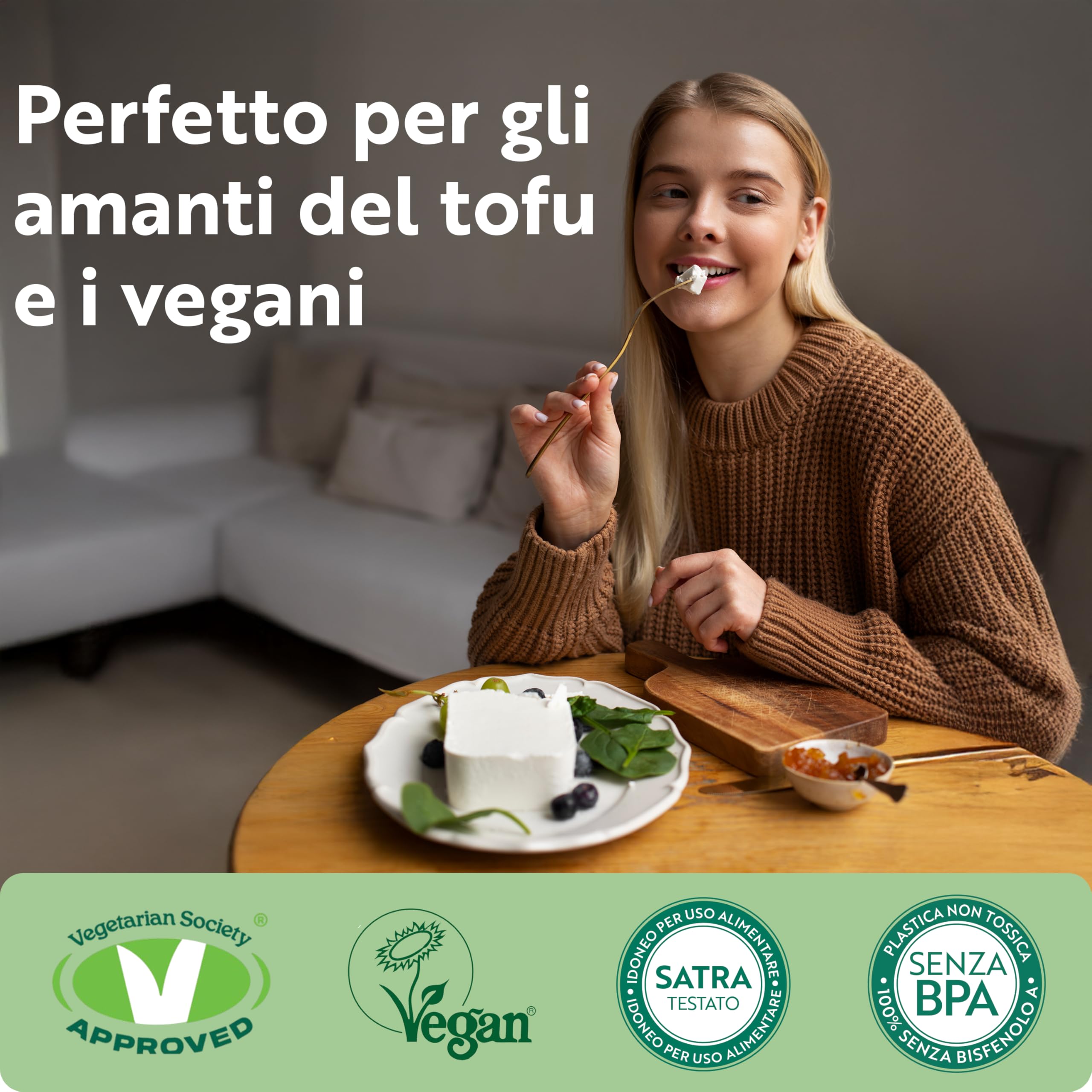 Tofuture Tofu Press – L'Originale, senza BPA, lavabile in lavastoviglie – Per un tofu più gustoso e compatto – Facile ed efficiente – Ideale per la preparazione dei pasti – 227g-400g tofu