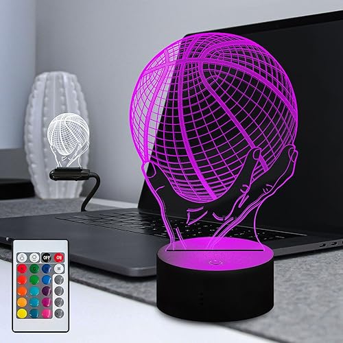 Masshomi Pallacanestro Illusione 16 Cambio Colore Touch Telecomando LED Luce Notturna USB Carica Lampada Portatile per Soggiorno Nursery Lampada Tifosi Di Basket