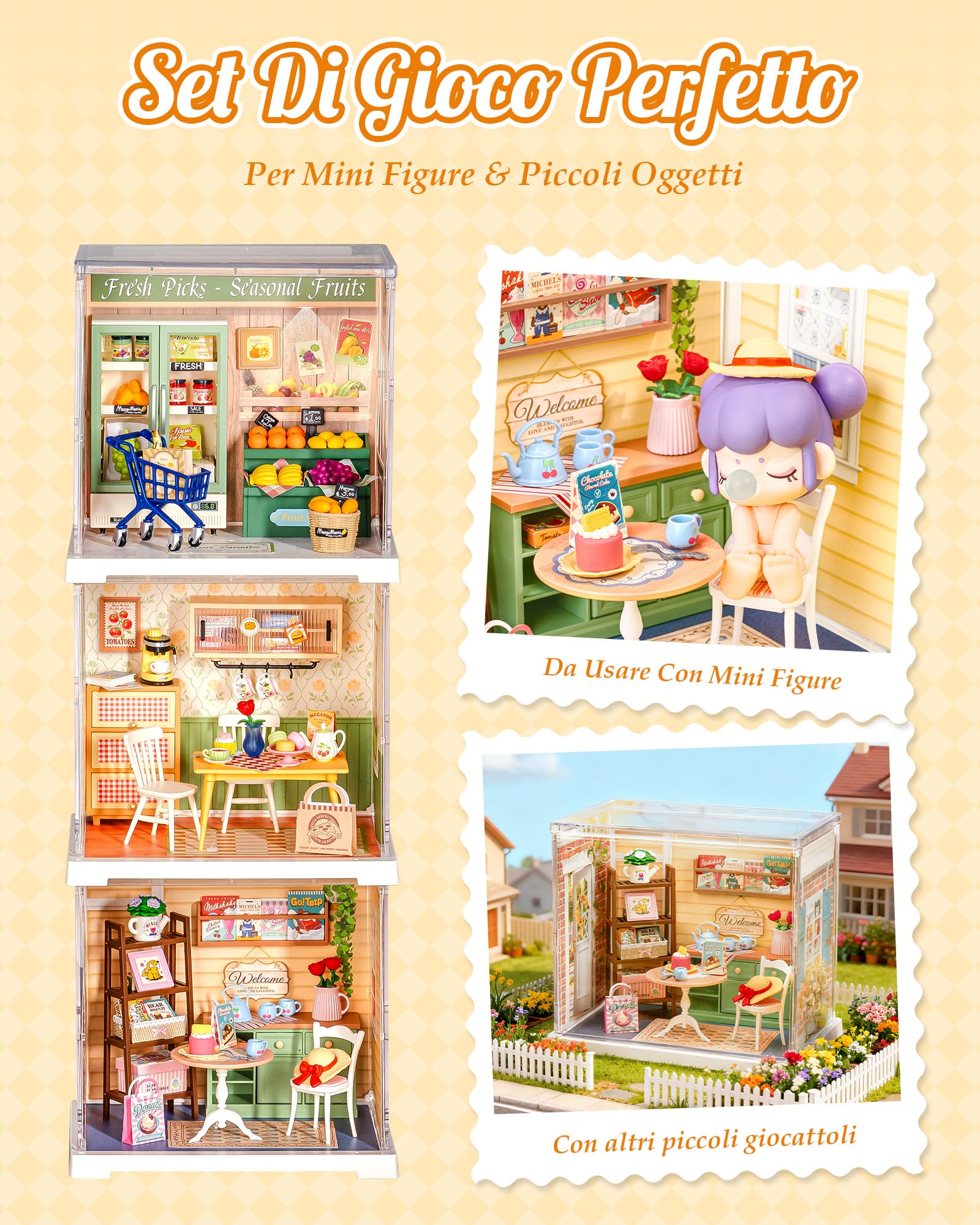 Rolife Super Creator Casa in Miniatura da Costruire Modellismo Miniatura Fai da te Kit di Costruzione di Mini Casa Scatola Espositiva Impilabile Senza Colla (Sunshine Sip Porch)