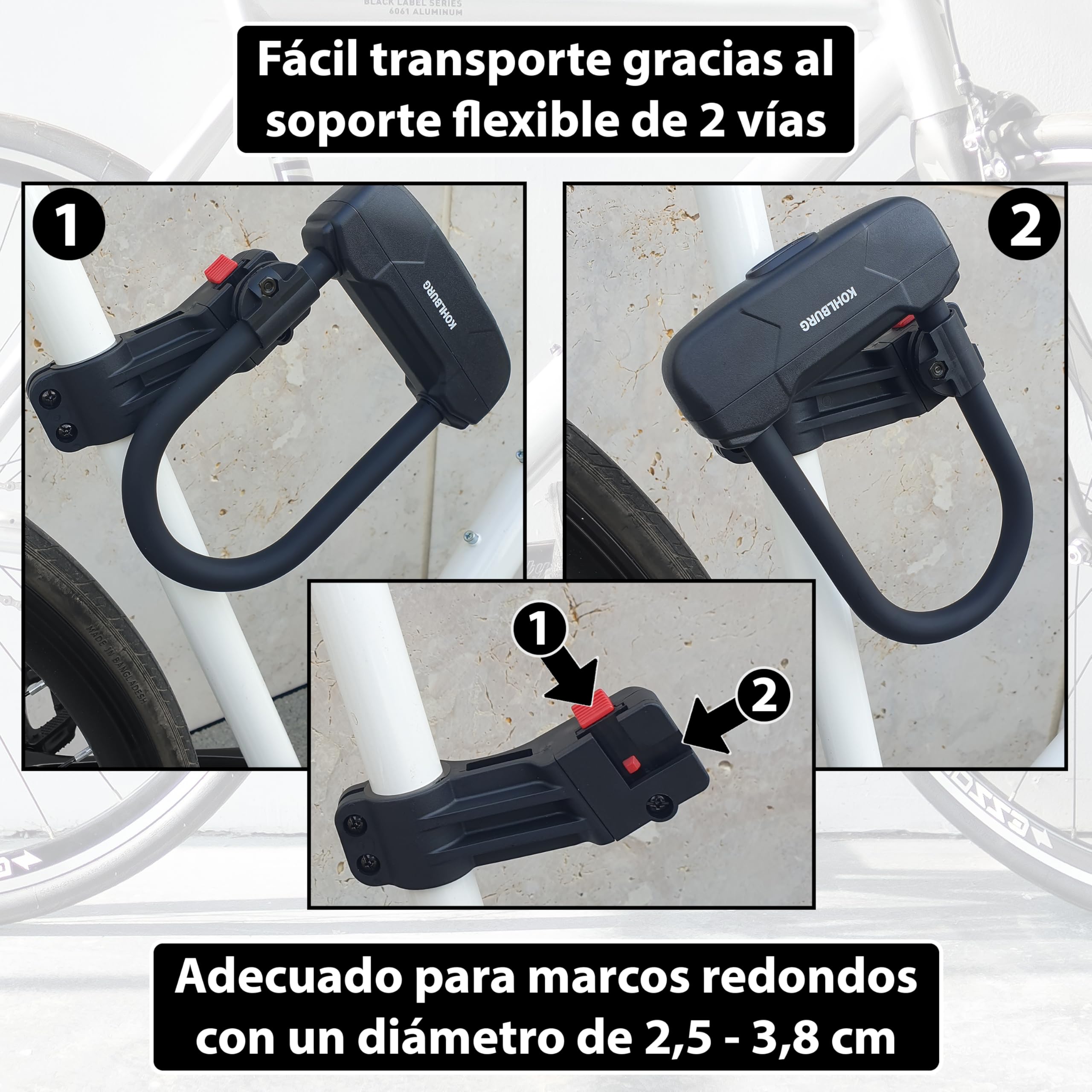 KOHLBURG Pequeño & ligero antirrobo de horquilla de seguridad con 4 llaves