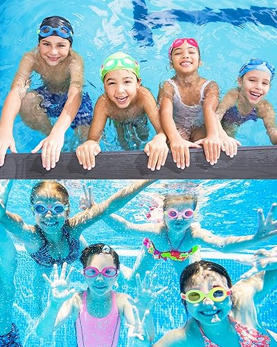 Miniatura 7 de Hoteam Gafas de natación para niños de 4 a 9 años, gafas de natación de visión amplia, antivaho con estuches para niños y niñas
