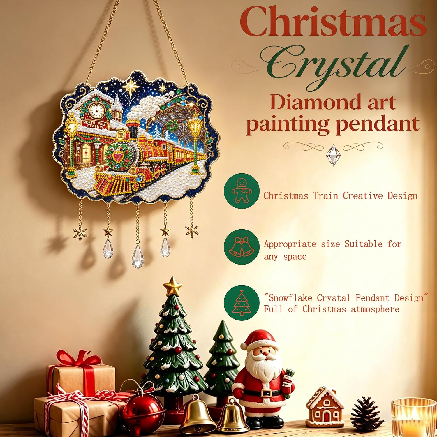 F-CANLAN Christmas Train Pearl Painting Hanging Pendant Suncatcher Kit image 5