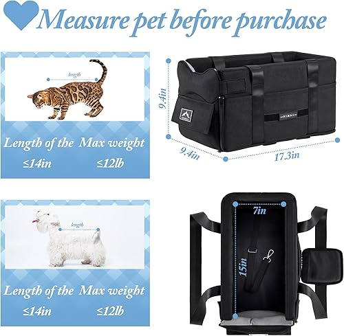 Miniatura 2 de GoHimal Consola asiento de coche para perros pequeños, gatos, suministros para mascotas, bolsa portátil para reposabrazos de automóvil, conveniente