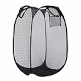 Collapsible Laundry Basket,Dirty Clothes Mesh Pop Up Hamper, Small Foldable Laundry Basket for Bathroom, Dorm, Travel Storage,Cruise Essentials Black