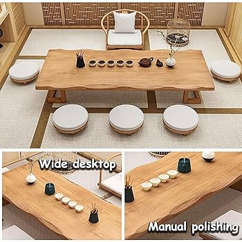 ローテーブル　無垢　木製　　コーヒーテーブル Amazon.co.jp: 日本のローテーブル、無垢材の床のコーヒー