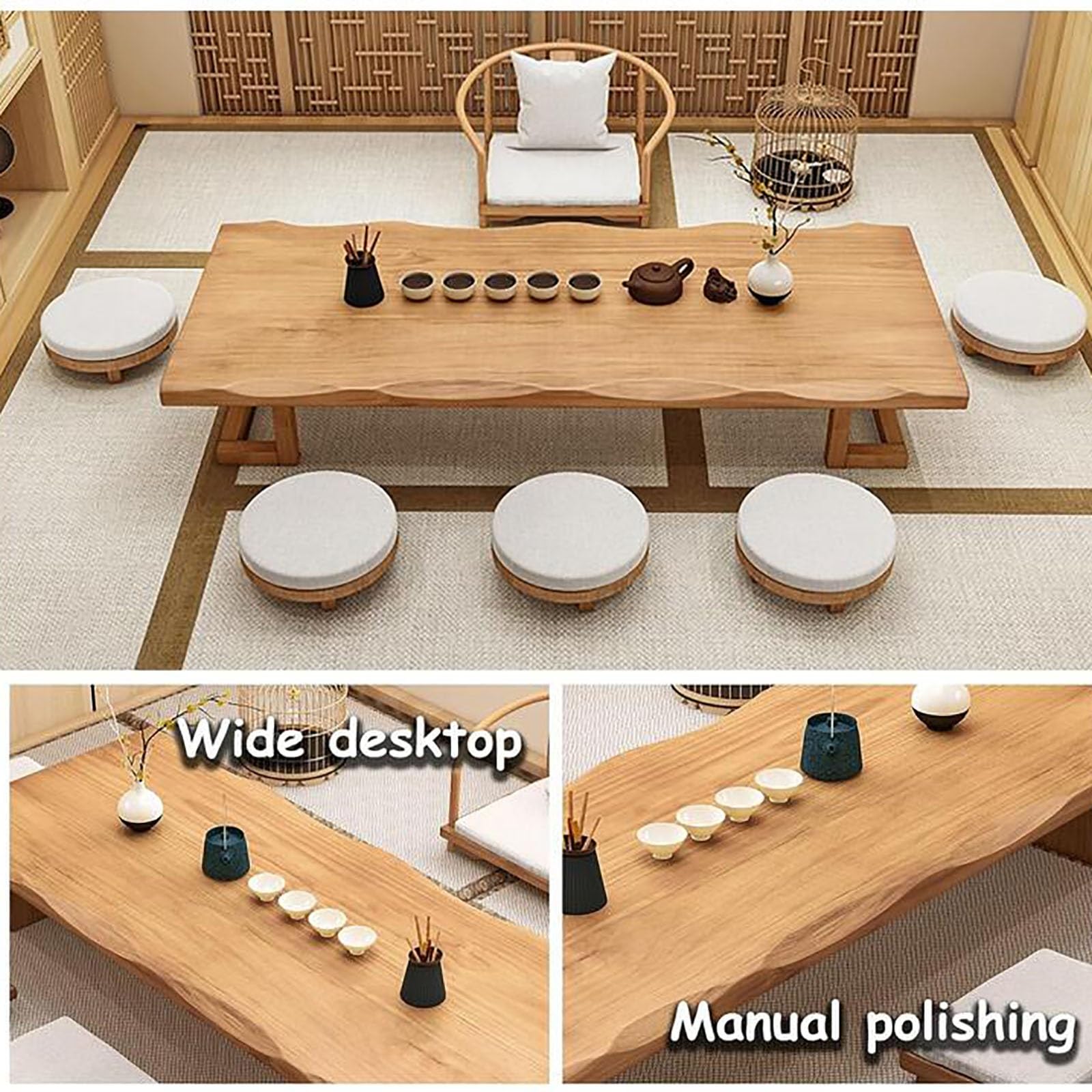 Japanese Low Table，Solid Wood Floor Coffee Table, Low Table/Multi