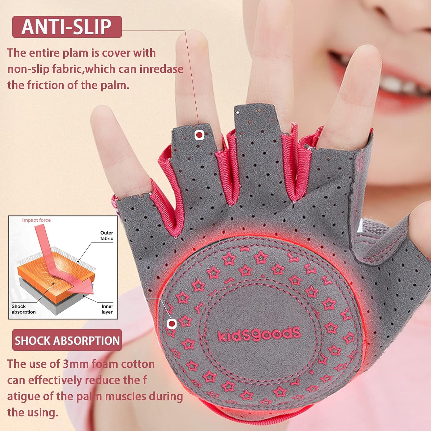 THXIY Half Finger Cycling Mountain Bike Sports Gloves Balance Pedal Bicycles Padded Glove for Kids Girl Boy Child Chidlren Youth Ages 3-8 Years Old : Sports & Outdoors