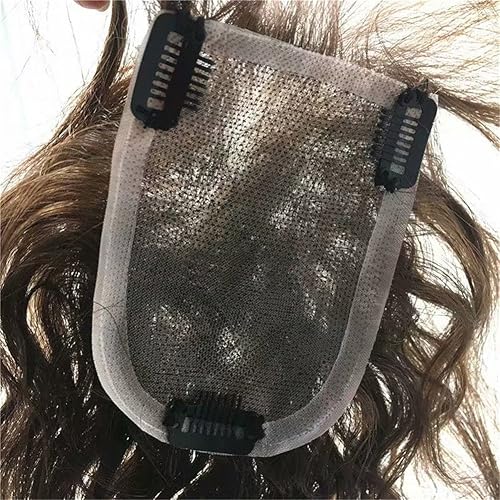 Miniatura 6 de Peluca de cabello humano natural rizado, 2.4 x 3.9in, con clip, con flequillo, 7.9in, para mujer, pérdida de cabello, color marrón oscuro