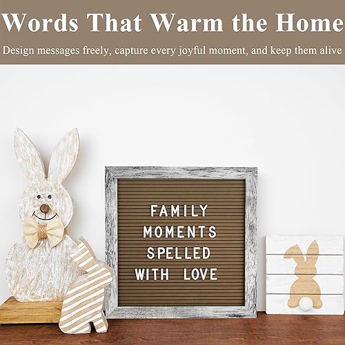 Miniatura 89 de C Crystal Lemon - Tablero de fieltro para letras, 10 x 10 pulgadas, tablero de madera para mensajes intercambiables, marco de madera, montaje en Gris