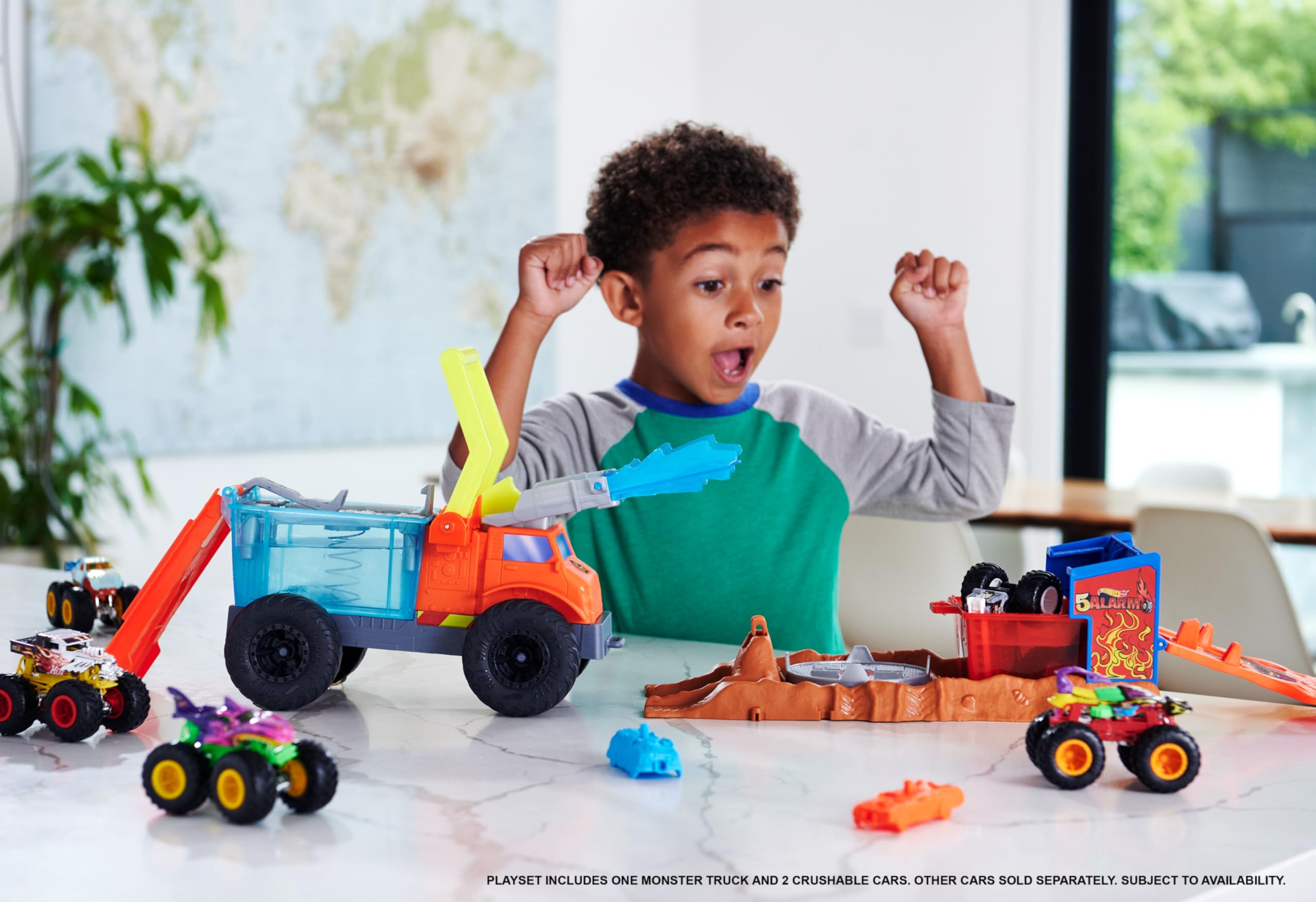 Hot Wheels Monster Trucks Arena World Color Shifter Rescate 5 Alarm Camión de Bomberos Pista para Coches de Juguete, +3 años (Mattel HPN73)