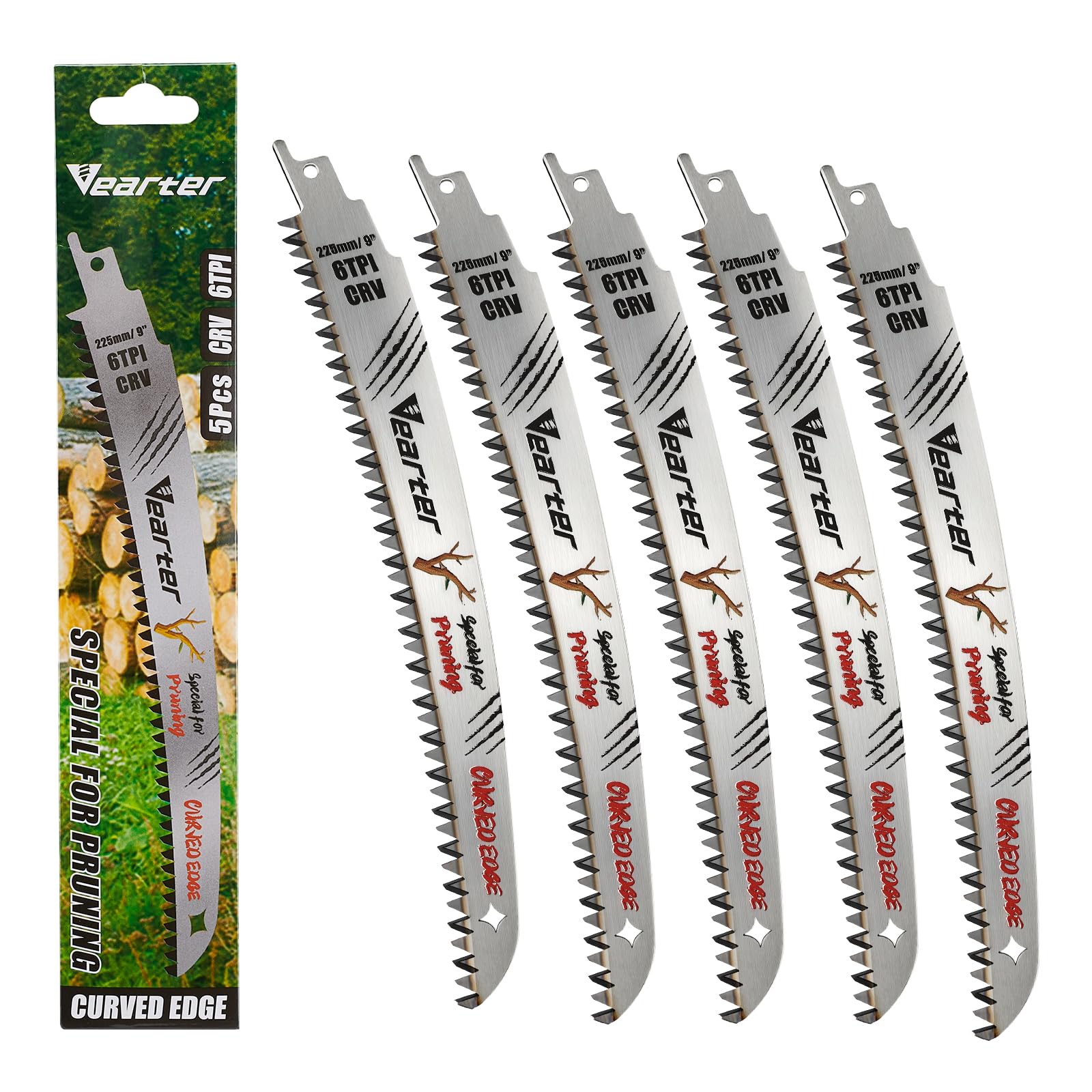 Vearter 225mm Reciprocating Saw Blades for Wood Japanese Teeth 5PCS