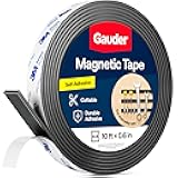 GAUDER Magnetic Tape with 3M Adhesive - Strong Self-Adhesive Magnet Strip - Strong Magnetic Tape Roll with Cuttable Length & 3M Sticky Back (10 ft x 0.6 in)