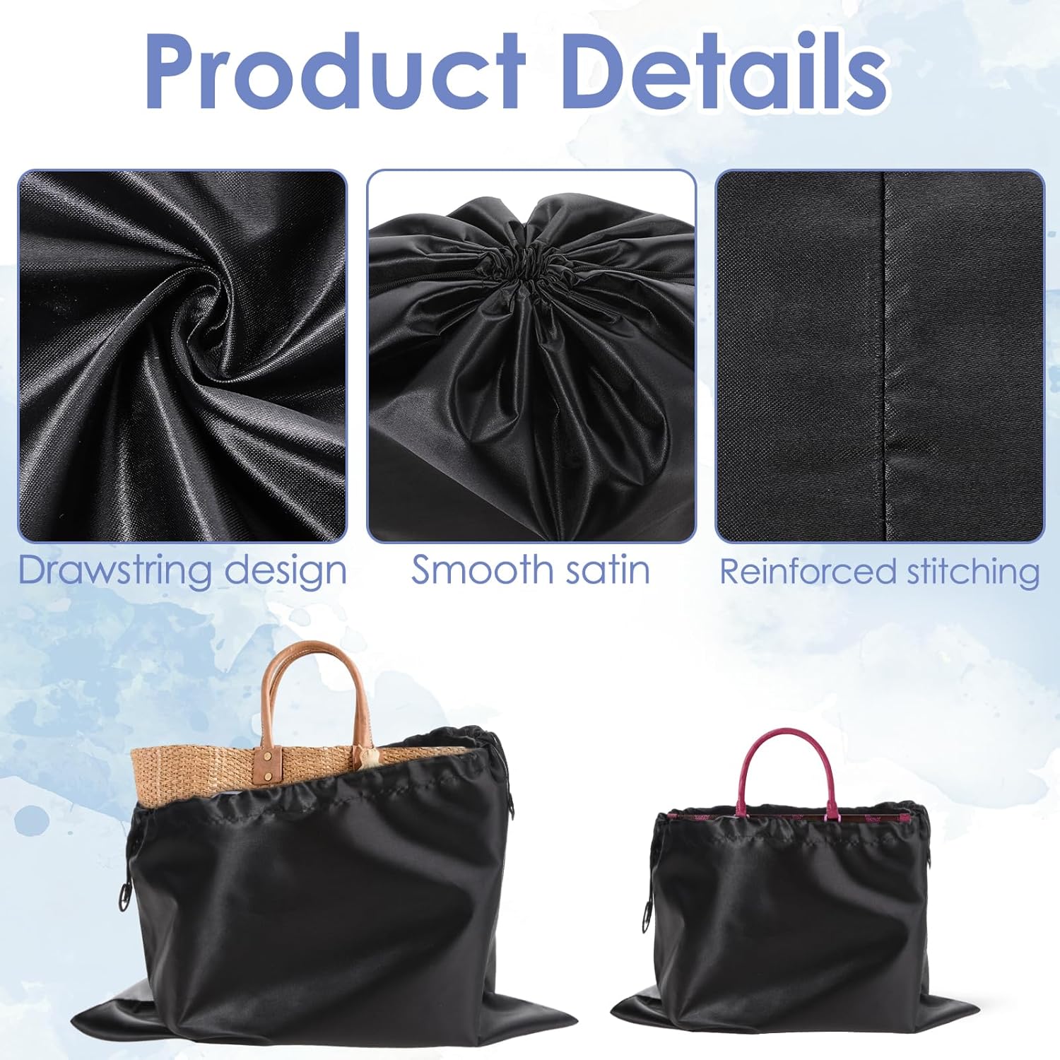 【新品/在庫あり】ハンドバッグ用ダストバッグ2個 防塵巾着バッグ ダストカバーバッグ 財布/靴/ブーツ/旅行収納ポーチ/防水ポータブル 男女兼用 靴の 締め加減調整