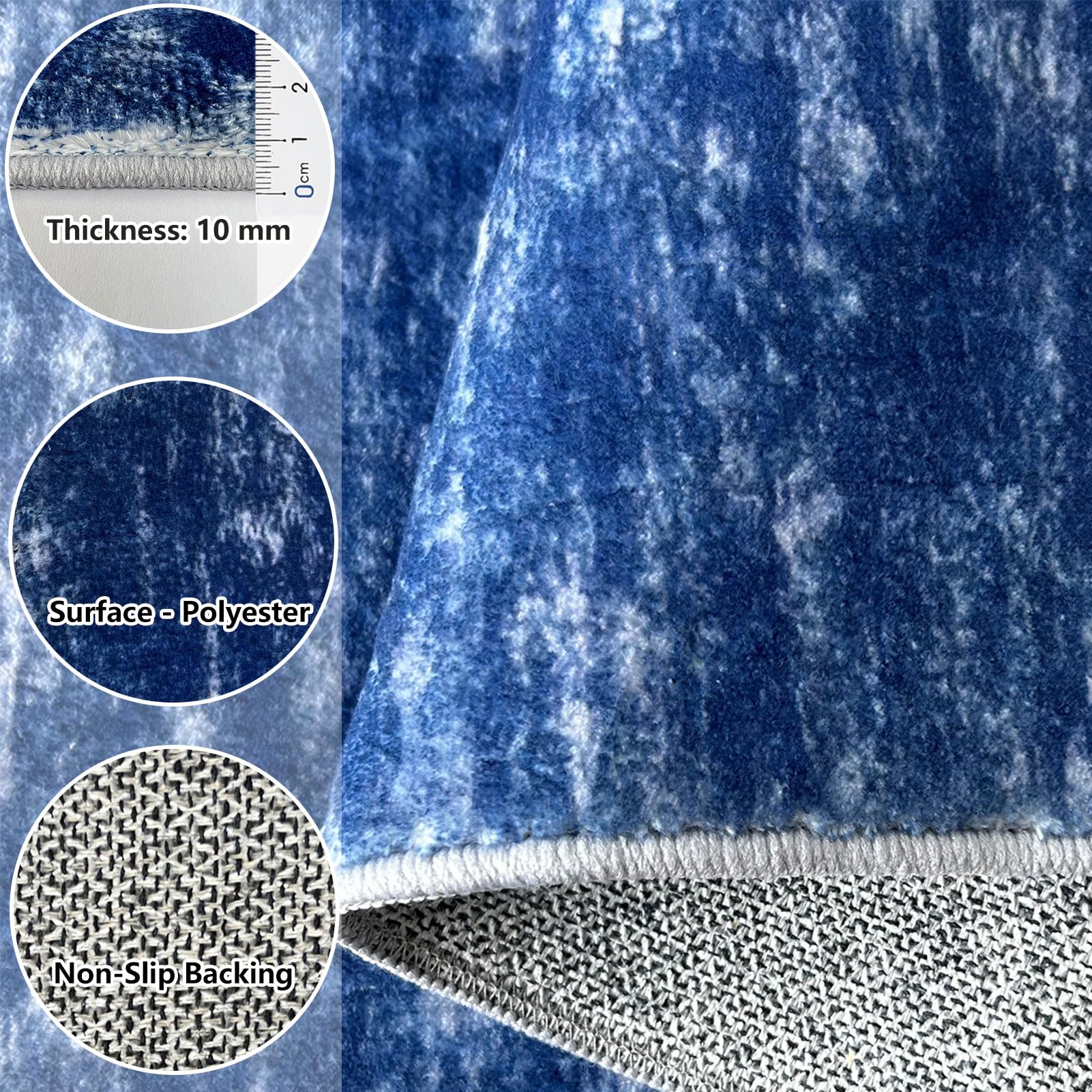 Teppich Läufer Flur Waschbar rutschfest Kküche Teppiche Teppichläufer Flur Kurzflor Küchenläufer Bettvorleger für Waschküche Eingang Flur Küche Schlafzimmer Wohnzimmer 120 x 450 cm