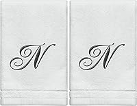 Vista 19 de Toallas de Punta con Monograma, Regalo Personalizado, 11 x 18 Pulgadas - Juego de 2 - Toalla Bordada Negra - Extra Absorbente 100% Algodón - Acabado