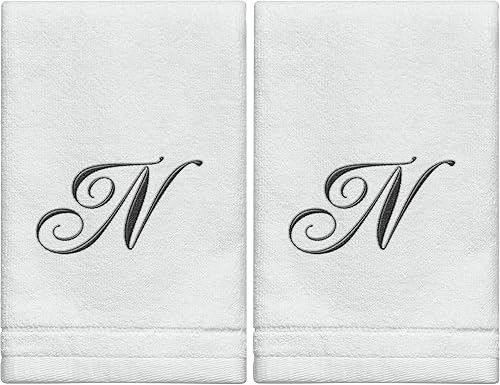 Vista 19 de Toallas con monograma de dedo, regalo personalizado, 11 x 18 pulgadas - Juego de 2 - Toalla bordada negra - Extra absorbente 100% algodón - Acabado