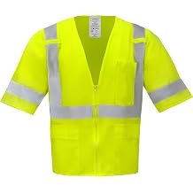 Ironwear 1294 Class 3 X-Back Polyester Mesh Safety Vest w/Zipper & Radio Clips