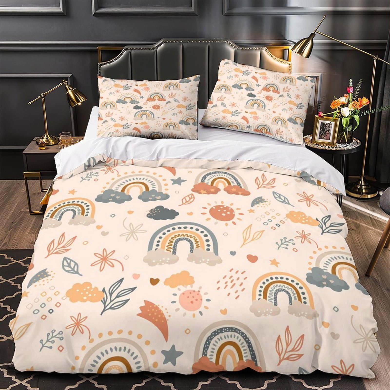 Housse de couette arc-en-ciel au design mignon et fantaisiste imprimé 3D